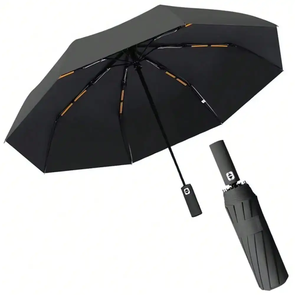 Automatic Black Glue Folding Rain Umbrella Reinforcement And Thickening For Sun And Rain Protection Umbrella