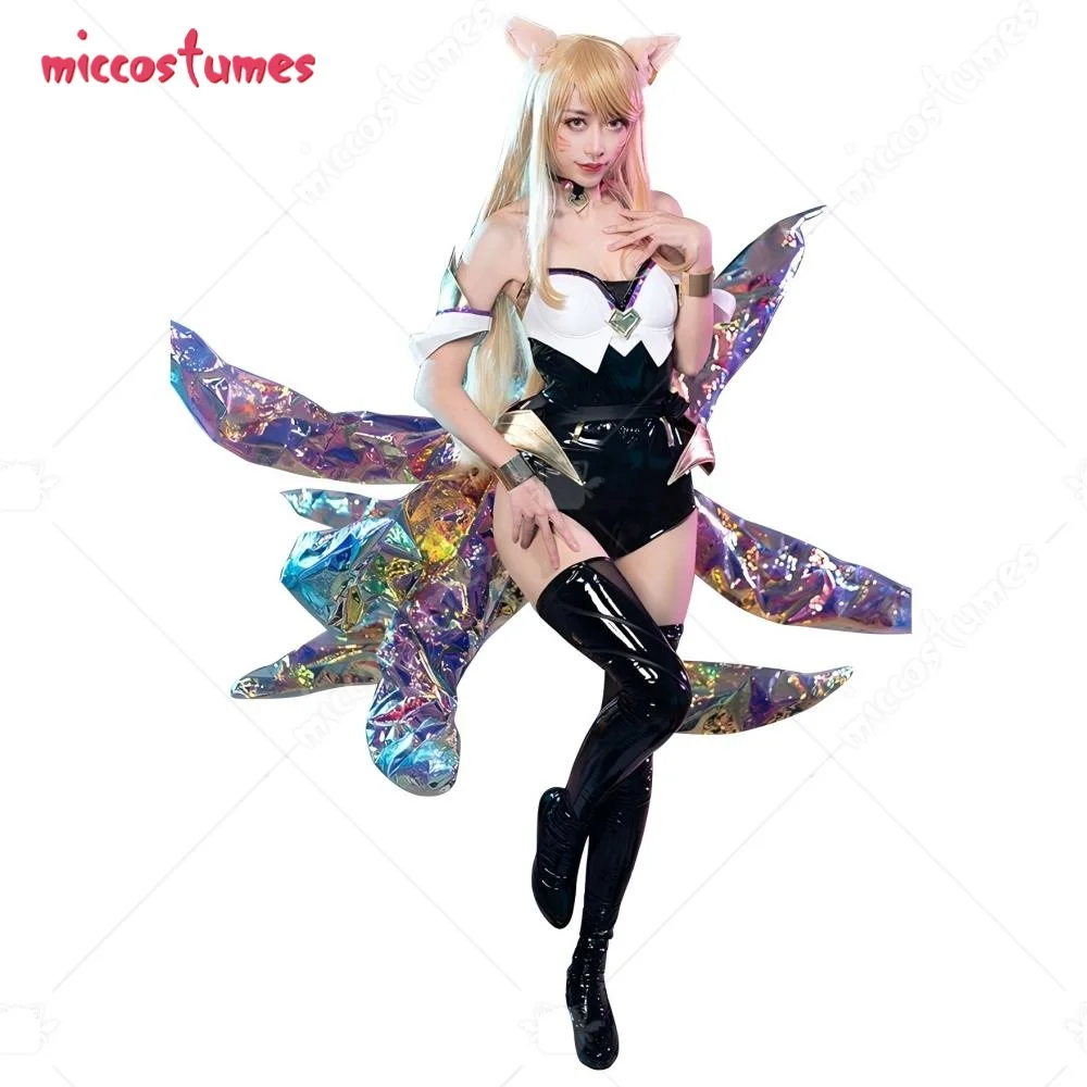 Miccostumes Women's Game Pop Star Cosplay Costume Bodysuit with Fox Ears Halloween Cosplay Costumes