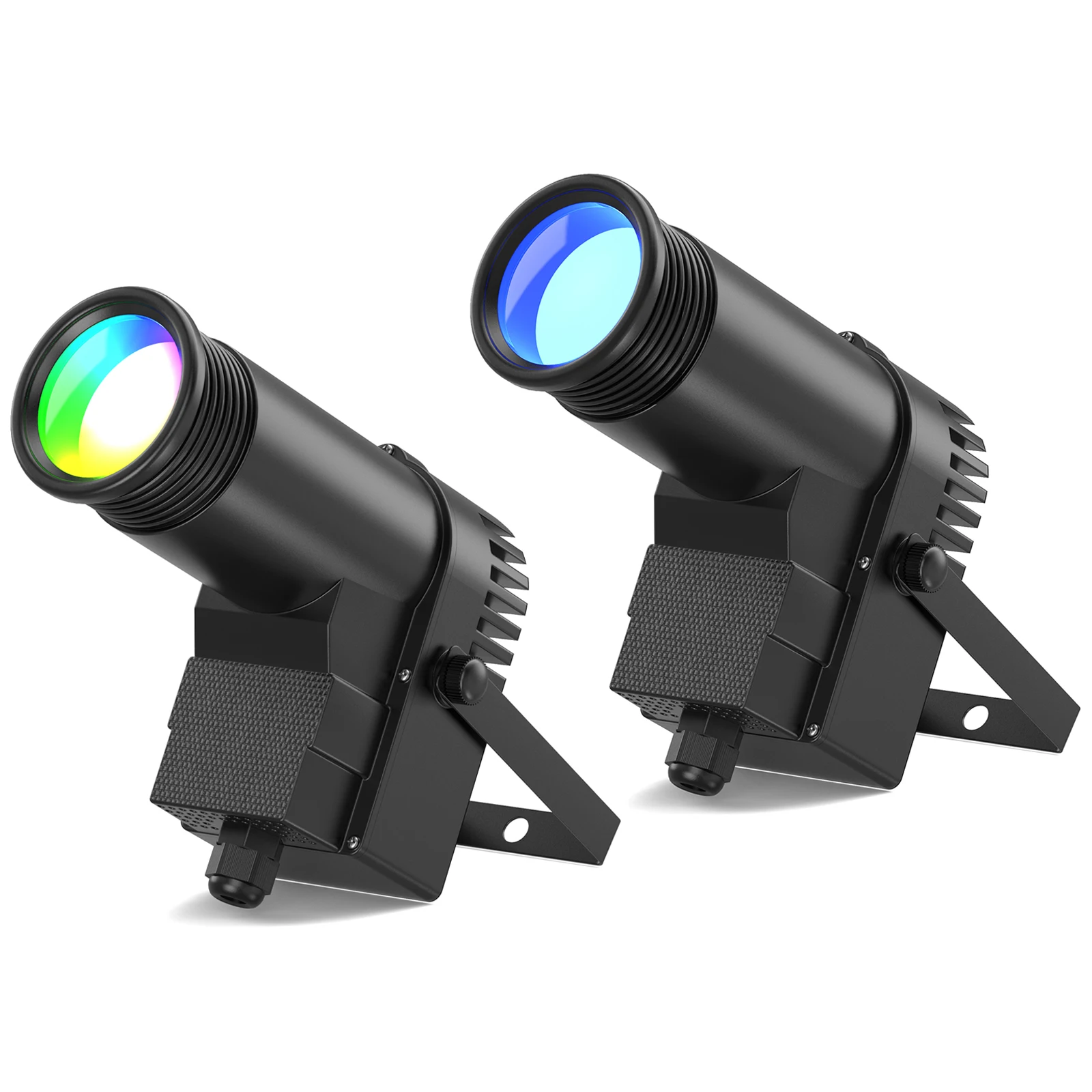 Datewink 2Pcs 30W RGBW LED Beam Pinspot Light Spot Lights DJ Disco Mirror Ball Stage Lighting Effect DMX For KTV Party Christmas