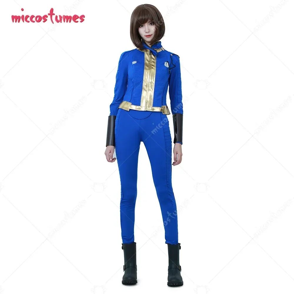 Miccostumes Women's Blue Cosplay Costume Adult Jumpsuit Two-Piece Suit Jacket Pants for Halloween Cosplay